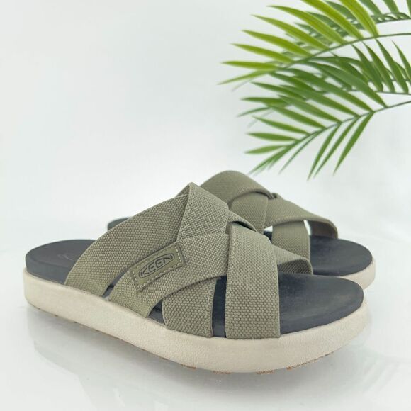 KEEN Women's Size 5 Elle Comfort Slip On Slide Sandals Green Criss Cross Shoes - Picture 2 of 11